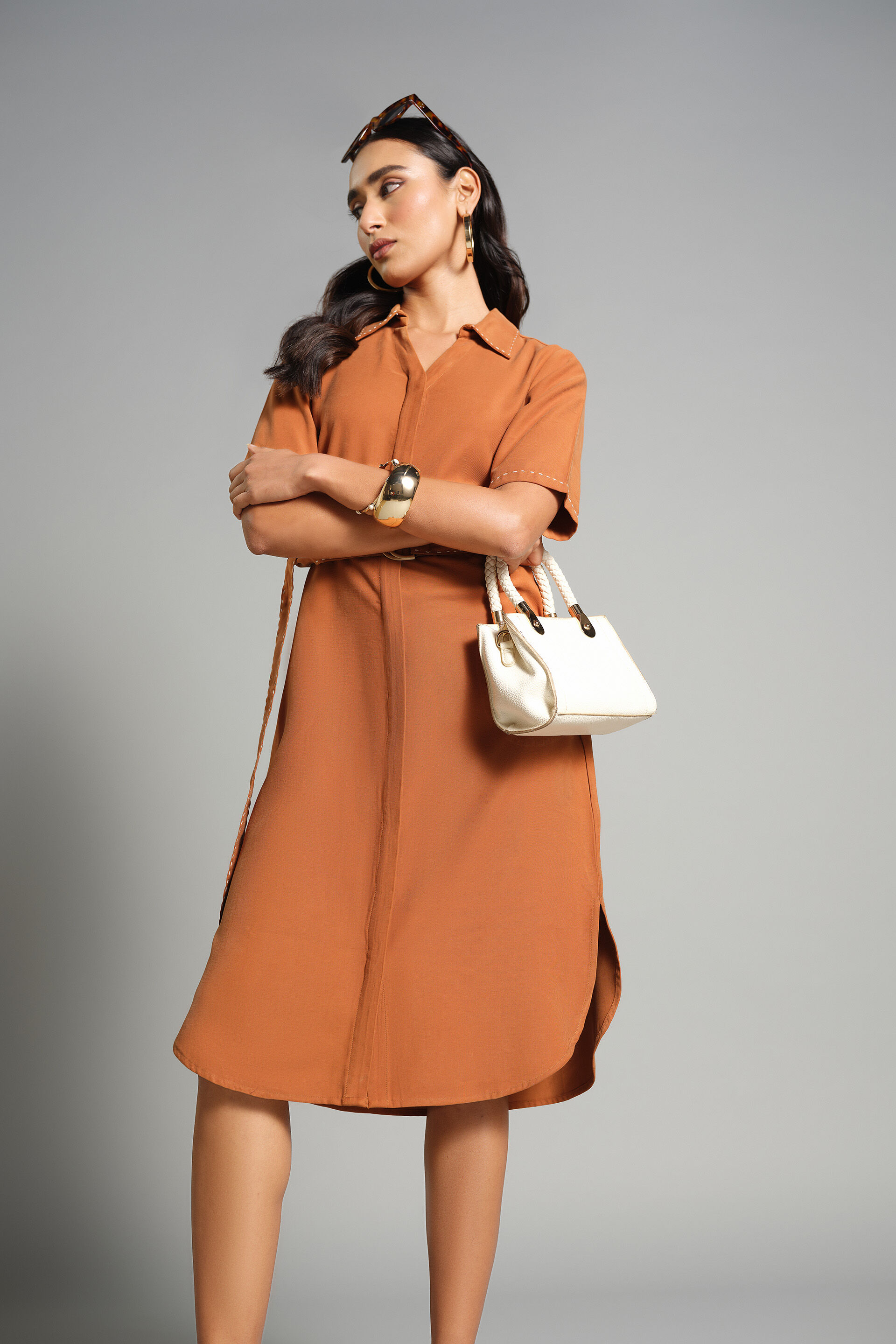 Lomi Shirt Dress, Tan, image 2